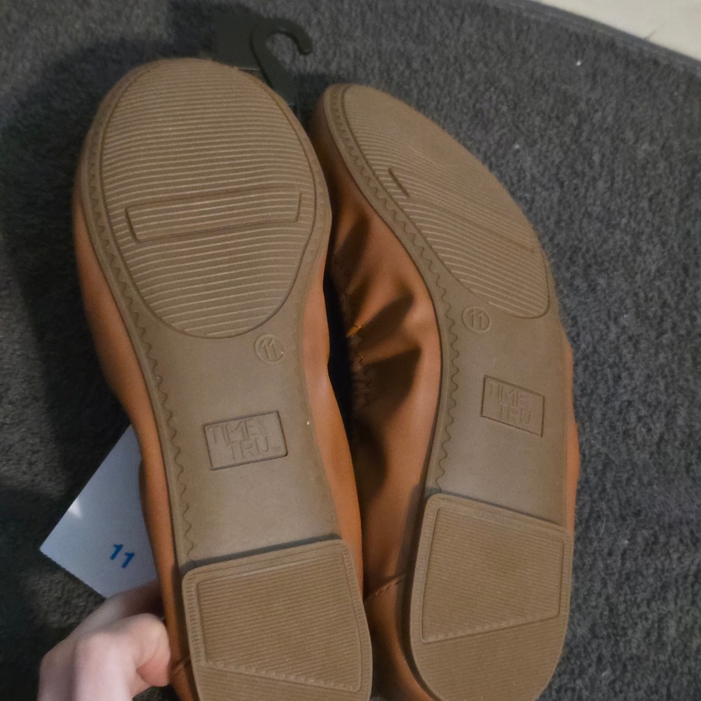 Time and Tru Scrunch Ballet Flat Women 11 Cognac Brown Memory Foam WMTT21FM009L - Picture 5 of 5